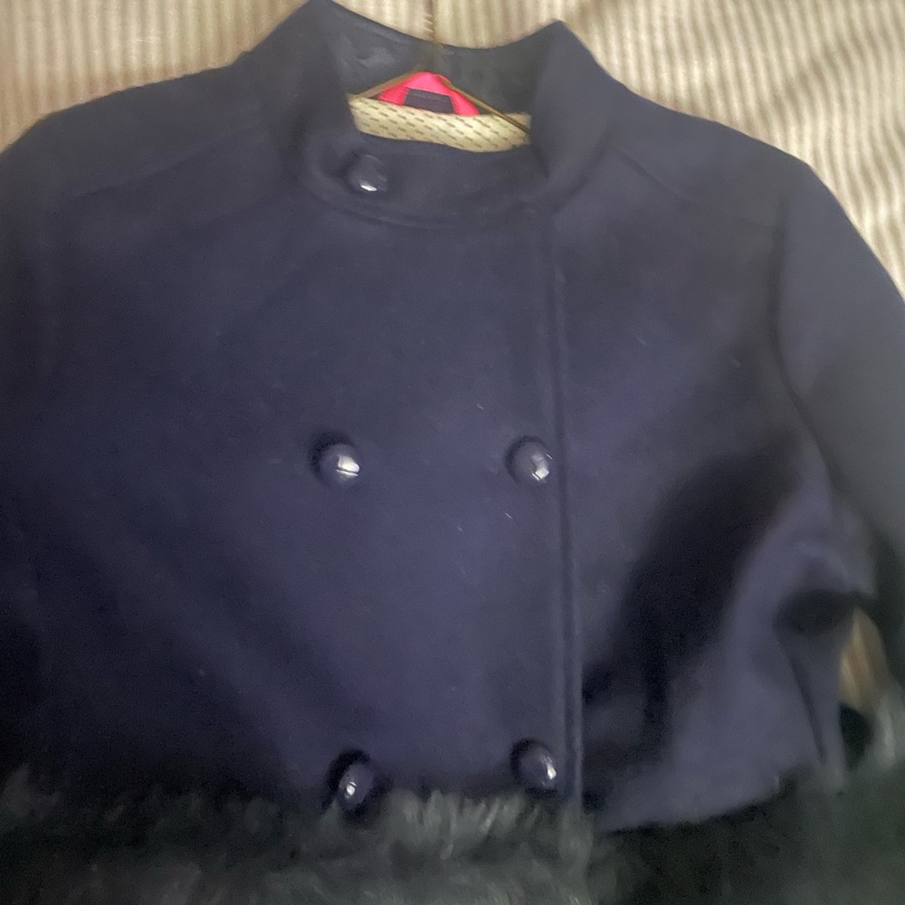 Girls crew cuts coat with faux fur